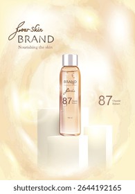 Modern product cosmetic social media color. Suitable for product knowledge, gold could display, price, catalog tips template with sky cloud elements. Vector design