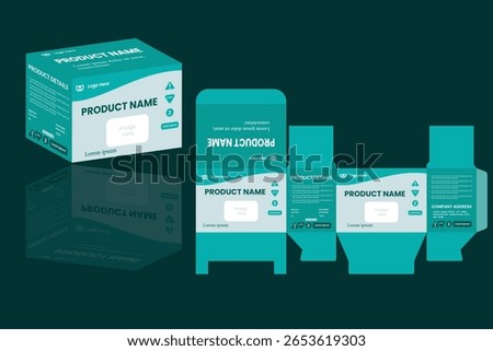 Modern product packaging design, hand gloves Box packaging, Medicine Packaging Box Design. Cosmetics Package, box Design. Packaging template for medicine, cut the carton, creams, perfumes, balm.