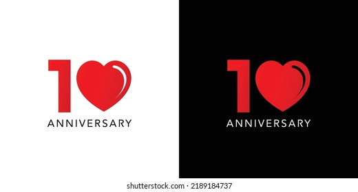 Modern and professional 10 love anniversary logo design