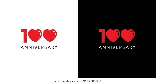 Modern and professional 100 love anniversary logo design