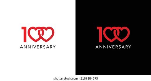 Modern And Professional 100 Love Anniversary Logo Design 2