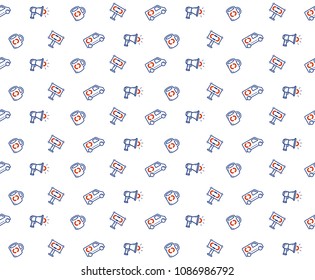 modern professional advertising icons pattern set in red and blue theme