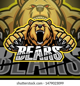 Modern professional angry bears mascot logo design