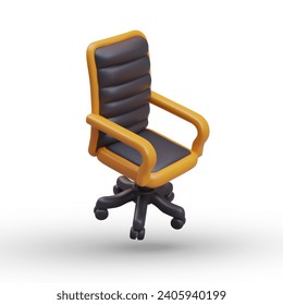 Modern professional armchair in black and yellow colors. Furniture for work in office. Vector illustration in 3d style with white background and shadow