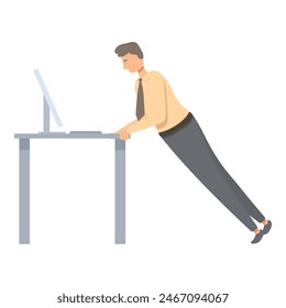 Modern professional balances work and health by incorporating incline pushups using an office desk