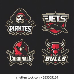 Modern professional baseball logo set for sport team