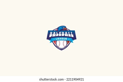 Modern professional baseball template logo design for club, team, tournament. Badge sport vector with Falcon bald illustration