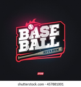 Modern professional baseball template logo design with bat and ball