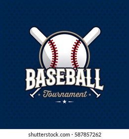 Modern professional baseball tournament logo with ball. Sport badge for league, championship or league. Vector illustration