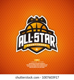 Modern professional basketball logo design. All star championship sign.