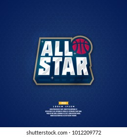 Modern professional basketball logo design. All star sign.