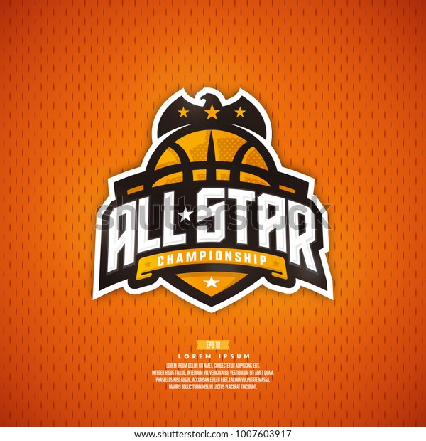 現代のプロバスケットボールのロゴデザイン 全てのスター選手権のサイン のベクター画像素材 ロイヤリティフリー