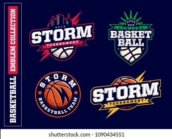 Modern professional basketball logo set for sport team