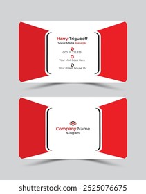 Diseño de tarjeta de visita simple negro y rojo profesional moderno, Plantilla de tarjeta de visita corporativa moderna de doble cara limpia de Vector creativo, ilustración de tarjeta de visita personal