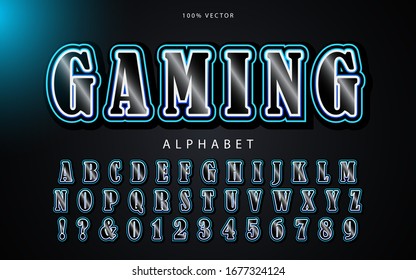 Modern professional blue sports template logo design, custom vector alphabet font effect for gamer design element