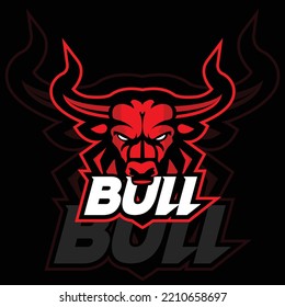 Modern professional bull logo for a sport team. Bull Head and Cross Arm E-Sport Logo, Mascot, and Emblem Template Isolated Vector.