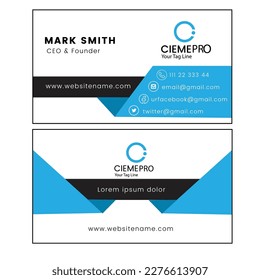 Modern professional business card design with blue color vector