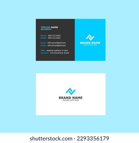 Modern professional business card design in blue, white, and black color