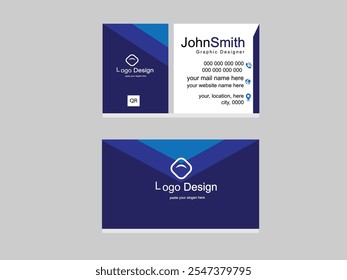 Modern and Professional Business Card Design with a Sophisticated Blue Color Palette, Perfect for Corporate Branding and Networking