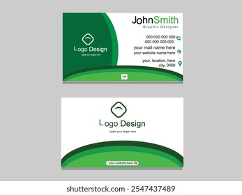 Modern and Professional Business Card Design Featuring Elegant Shades of Green, Perfect for Corporate Branding, Personal Networking, and Business Professionals