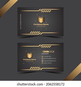 Modern professional business card template with black and gold color