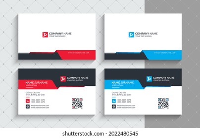 Modern Professional Business Cards. This Name Card Comes In Two Different Color Versions (Red and Blue) - Corporate Identity Template.