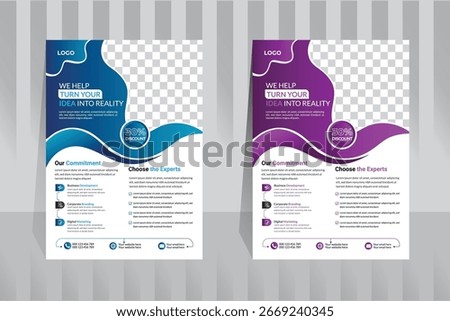 A modern and professional business flyer template suitable for company promotion and marketing.