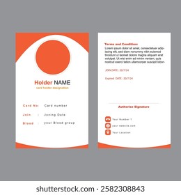 A modern and professional business ID card template designed with a clean and minimalistic layout. Ideal for corporate employees, organizations, membership cards, and professional identity purposes.