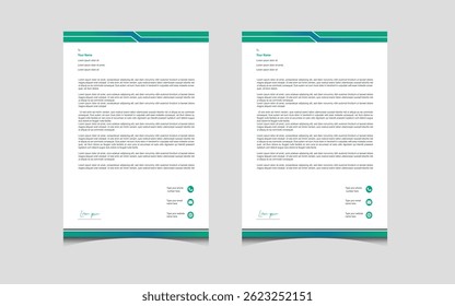 Modern professional business letterhead template – clean, minimal design with teal accents, perfect for corporate branding, formal communication, and company correspondence. - Powered by Shutterstock - Get 15% off with code: PIKWIZARD15