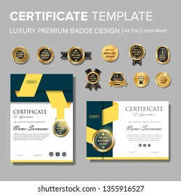 Modern and professional certificate with badge multipurpose