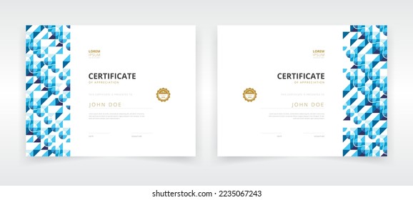 Modern and professional certificate template set in landscape orientation that can be used in educational or business sector