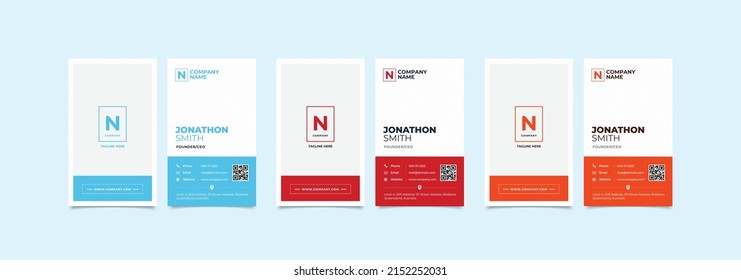 Modern professional clean minimal vertical-style 3 color business card design