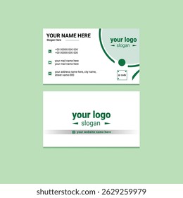 Moderne, professionelle, saubere und einzigartige Green Business Card Design-Vorlage