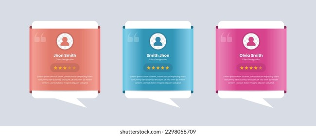 Modern professional client feedback card with rating star and avatar on gradient background