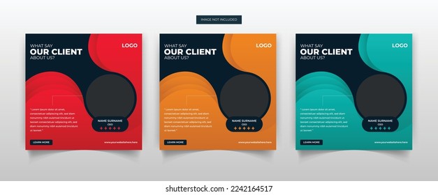 Modern and professional Client review or customer feedback social media post web banner template