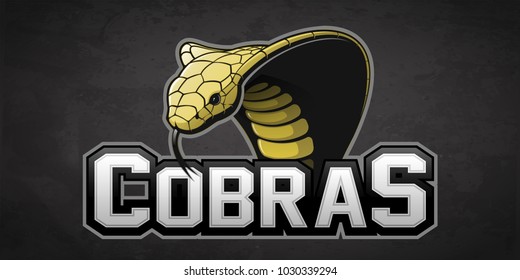 Modern professional cobra logo for a sport team. Vector logo on a black background.
