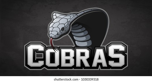 Modern professional cobra logo for a sport team. Vector logo on a black background.