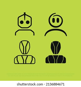 Modern, professional collection of robot-style user icons 