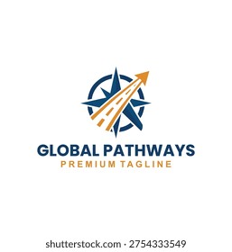 Modern professional compass and road logo for global navigation companies.