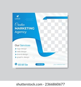 Modern professional corporate blue color social media post design vector template.