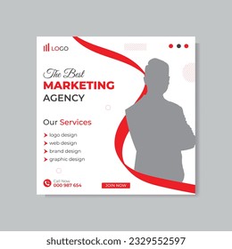 Modern professional corporate and  business social media post and web banner post design vector template, red color, square size, Suitable for social media post and web ads.