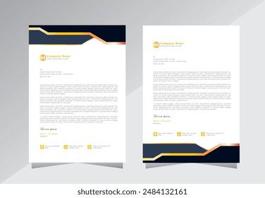 Modern Professional corporate business style letterhead a4 template, Abstract Creative Letterhead Design with black colour and gold line.
