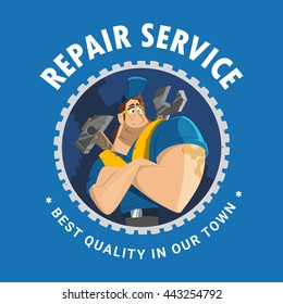 Modern professional creative 3d vector character graphic logo design for home house auto car repair service building engineering company tool equipment shop store etc