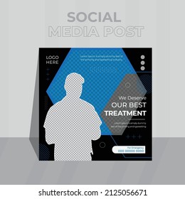 Modern Professional Creative Victor Unique Social Media Post Template or a Banner design. Square  Visual Banner Presentations Easy to Use a Medical or a Company.