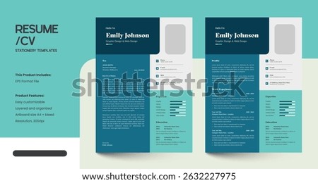 Modern and professional CV Resume Template Stock photo © 