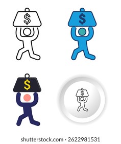 Modern and professional Debt icons designed in four different styles, flat, outline, glyph and minimal button. Perfect for personal finance projects, banking apps, etc.