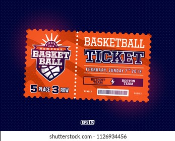 Modern professional design of basketball tickets in orange theme.