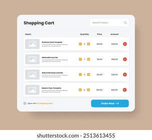 Modern professional ecommerce business shopping cart ui template design