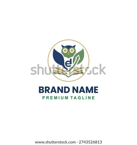 Modern professional education logo featuring a wise owl and book.