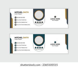 Modern  Professional Email Signature with your logo, and social profile, email footer with white background, unique vector design template.